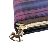 Snap Button 3/4 Long Wallet | UMACH119 | Checkered Purple