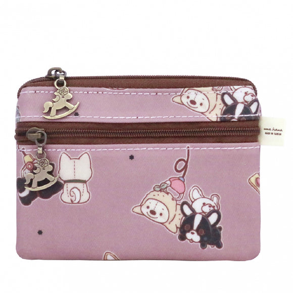 Double Zipper Coin Pouch (S) | UMA012 | Doll Factory Pink