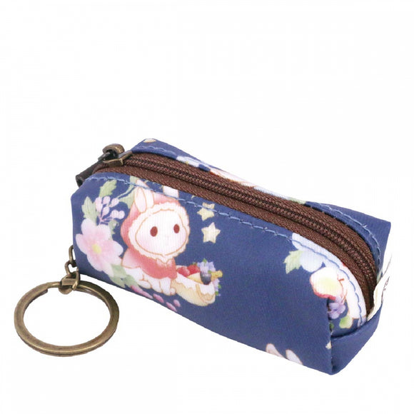 Lipstick Coin Pouch with Key Ring | UMA011 | Little Red Rabbit Navy