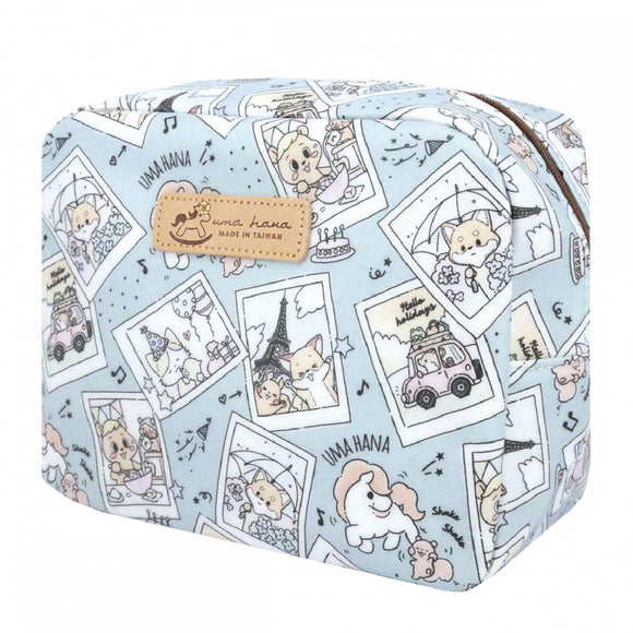 Cube Cosmetic Pouch | UMA019 | Photo Collage Sky Blue