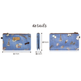 Triple Zippers Long Pouch Petite with Wristlet | UMA208 | Cookies Tabby Cat Pink