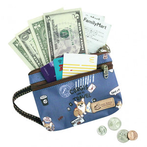 3 Zippers Pop Coin Pouch with Wristlet | UMA236 | Puppies Store Green