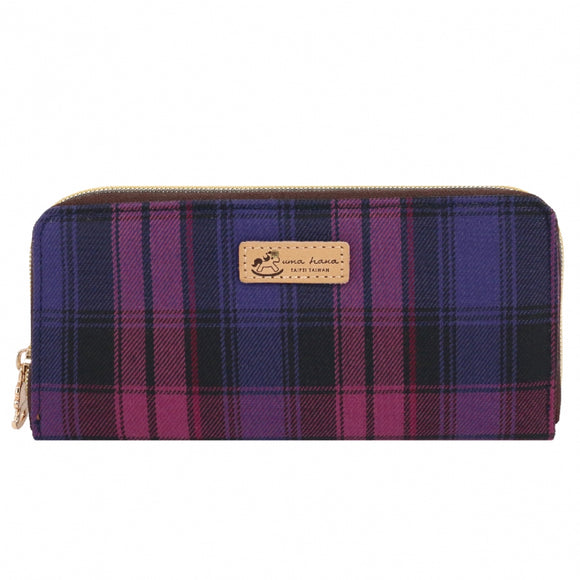Zip Around Long Wallet | UMA228CH | Checkered Purple