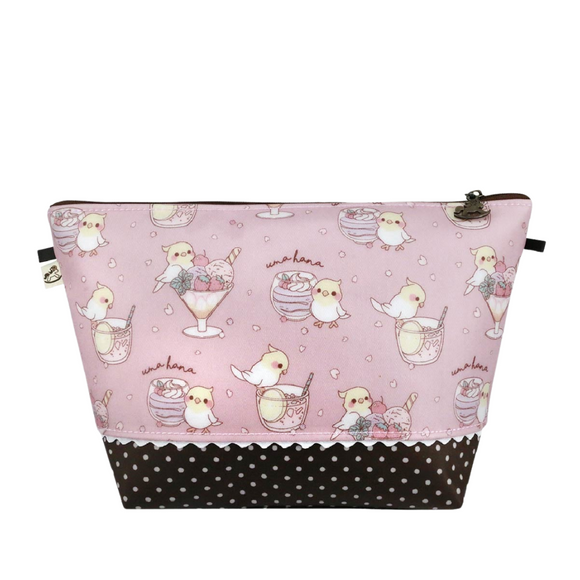 Dumpling Cosmetic Pouch  with Sling | UMA054 | Dessert Parrot Pink