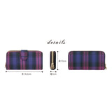 Snap Button 3/4 Long Wallet | UMACH119 | Checkered Purple