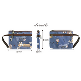 3 Zippers Pop Coin Pouch with Wristlet | UMA236 | The Secret of the Flower Mist Navy