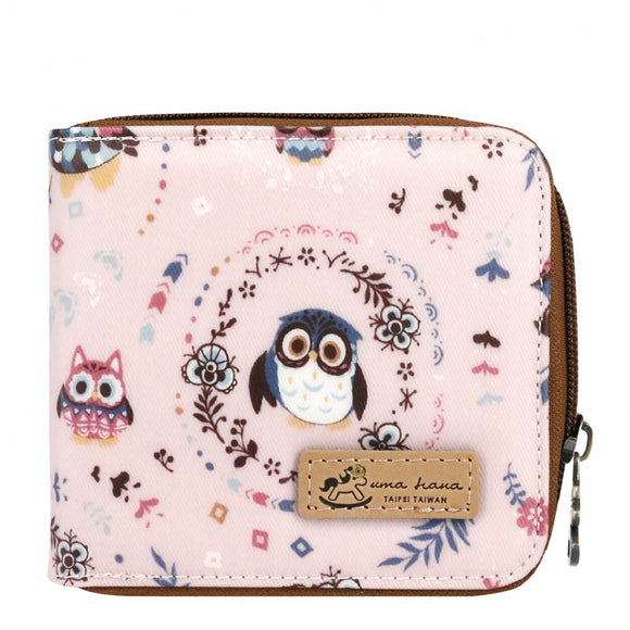 Square Short Wallet | UMA220 | Lefu Owl Pink