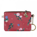 Single Zipper Coin Pouch with Keyring | UMA193 | Litte Roses Pink