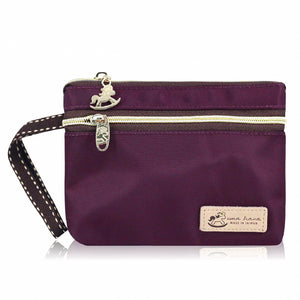 3 Zippers Pop Coin Pouch with Wristlet | UMASC236 | Nylon Purple