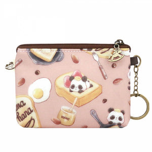 Single Zipper Coin Pouch with Keyring | UMA193 | Panda Toast Pink