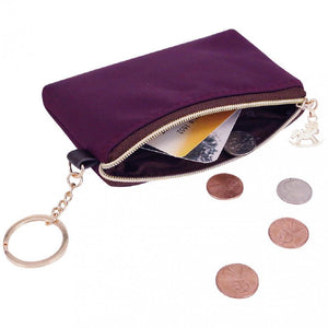 Single Zipper Coin Pouch with Keyring | UMA193SC | Nylon Purple