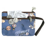 3 Zippers Pop Coin Pouch with Wristlet | UMA236 | Fox and Flowers Grey