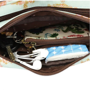 3 Zippers Rectangular Crossbody Bag | UMA218 | Greenhouse Sky Blue