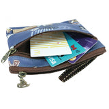 3 Zippers Pop Coin Pouch with Wristlet | UMA236 | The Secret of the Flower Mist Navy