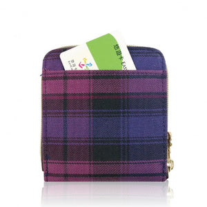 Square Short Wallet | UMACH220 | Checkered Purple