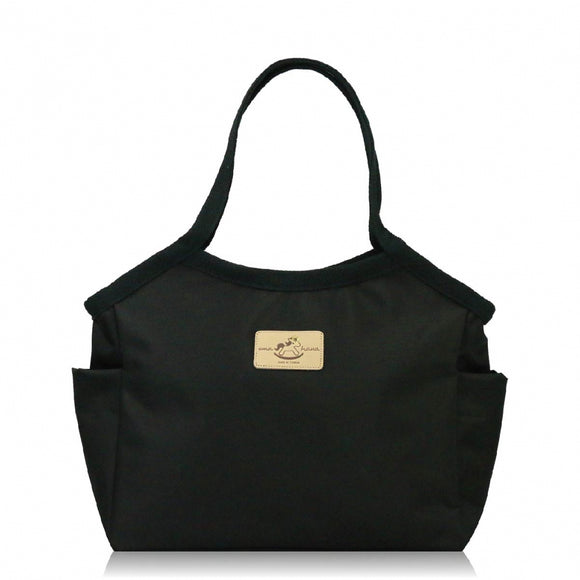 Premium Monochrome Medium Shoulder Bag | Nylon Black
